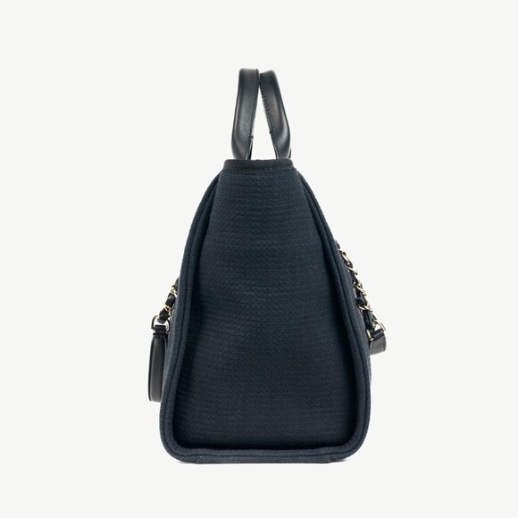 Chanel Small Deauville Black Canvas Logo Shopping Bag - Picture 3 of 16